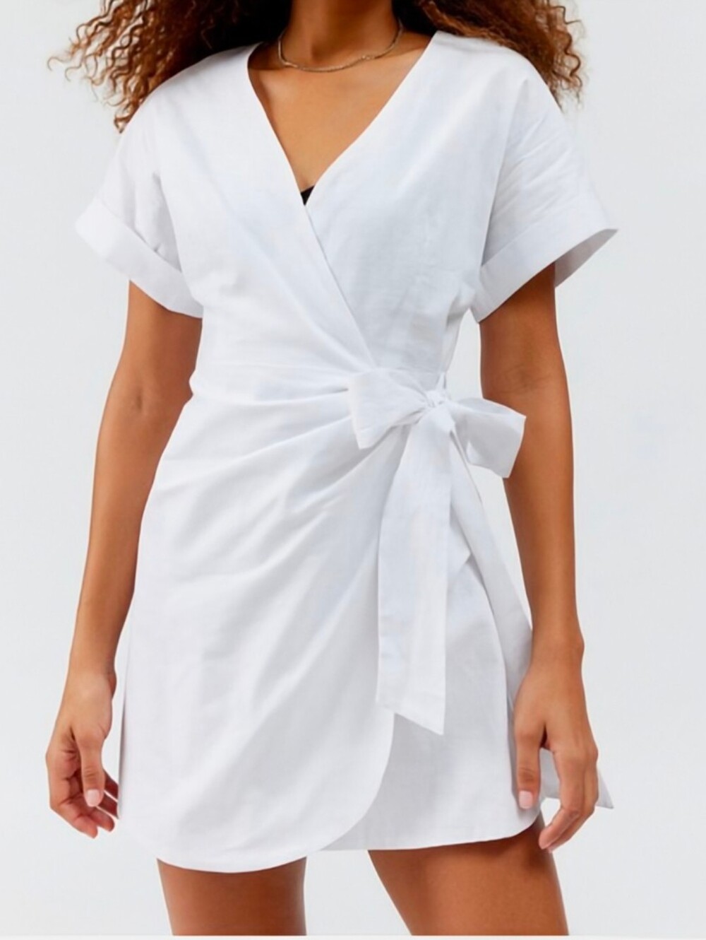 Nwt Urban Outfitters Glamorous Studio Cotton/Linen Blend Wrap Dress Size Medium